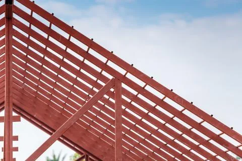 Roof steel architecture under construction Stock Photos