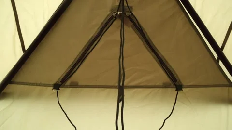 The roof of the tent from the inside,a triangular window in the roof of the tent Stock Footage 247020788