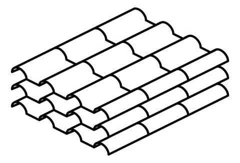 Roof tile sheet stack. Pile of bulding construction materials Stock Illustration