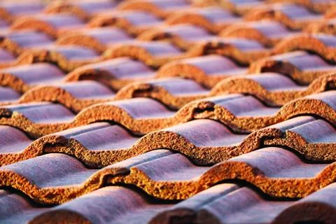 Roof tiles are designed to be aligned and able Stacked to be waterproof Stock Photos