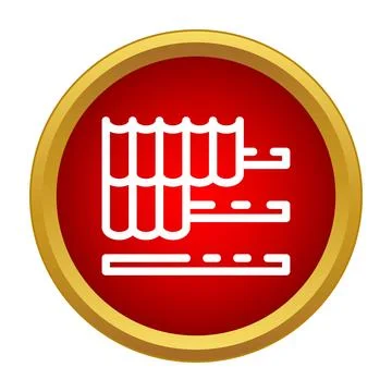 Roof tiles installation process icon on red button Ilustración de archivo