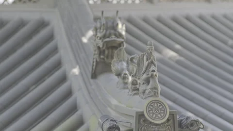 Roof top Spinal Beasts of Chinese temple Architecture Stock Footage 242637341
