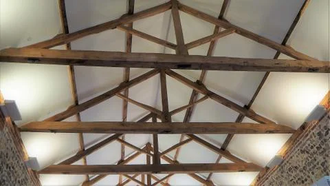 Roof truss or trusses old oak timbers Stock Photos