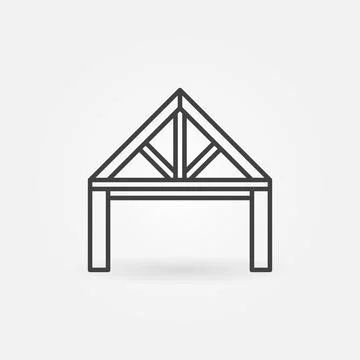Roof Truss System vector concept minimal linear icon Stock Illustration