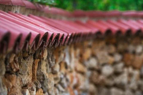 Roof of the wall outside of the house Stock Photos