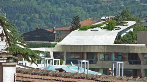 Roof workers Stock Footage 25600065