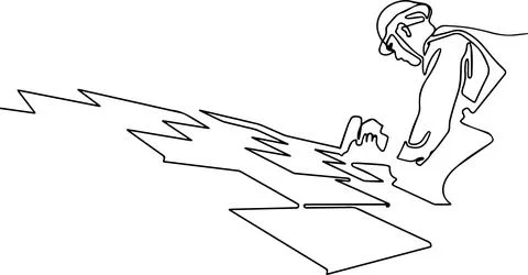 Roofer in work gloves using pneumatic nail gun Stock Illustration