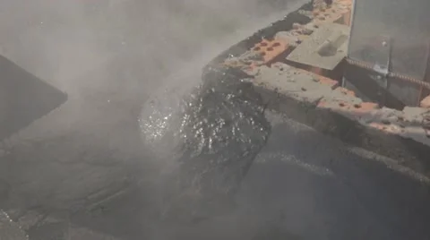 Roofer worker painting bitumen praimer Stock Footage 67475462
