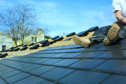 Roofer working Stock Photos