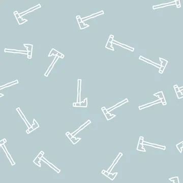 Roofing axe blade line vector seamless pattern Illustrazione stock