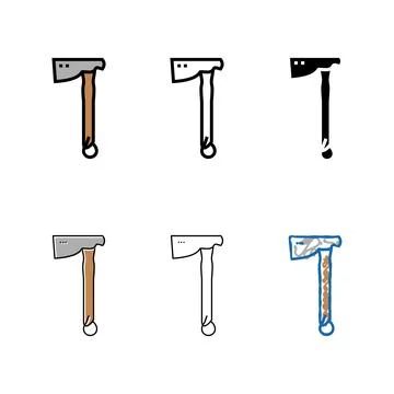 Roofing axe weapon color icon vector variations イラスト素材