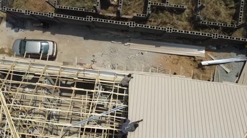 Roofing construction Stock Footage 263415592