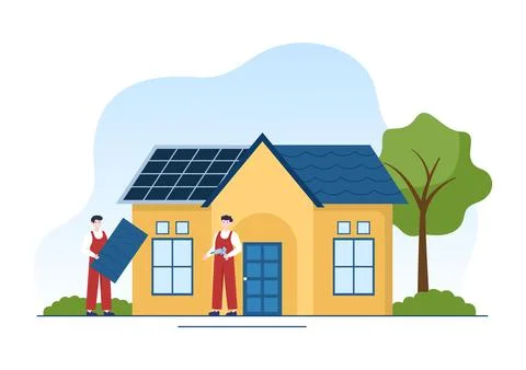 Roofing Construction Workers Template Hand Drawn Cartoon Flat Illustration wi 스톡 일러스트