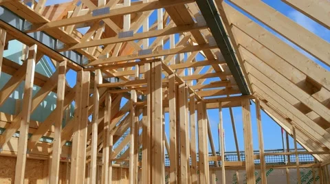 Roofing construction.Wooden construction Stock Footage 49225584