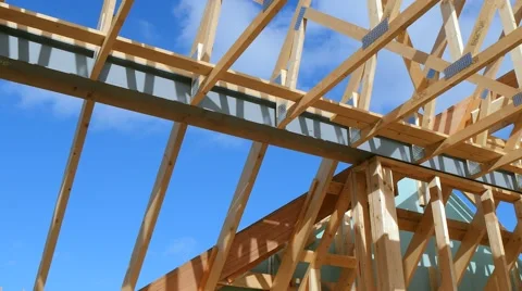 Roofing construction.Wooden construction Stock Footage 49225672