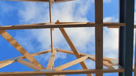 Roofing construction.Wooden construction Stock Footage 49225756