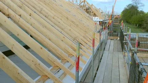 Roofing construction.Wooden construction Stock Footage 49226170