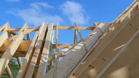 Roofing construction.Wooden construction Stock Footage 49226399