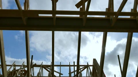 Roofing construction.Wooden construction Stock Footage 49226446