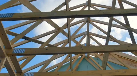 Roofing construction.Wooden construction Stock Footage 49229750