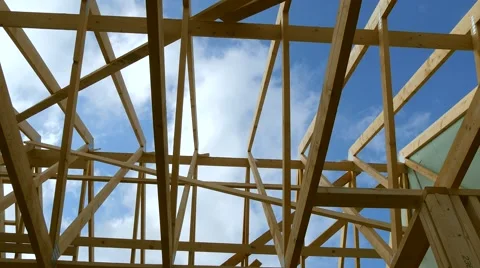 Roofing construction.Wooden construction Stock Footage 49230021