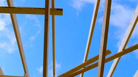 Roofing construction.Wooden construction Stock Footage 49230278