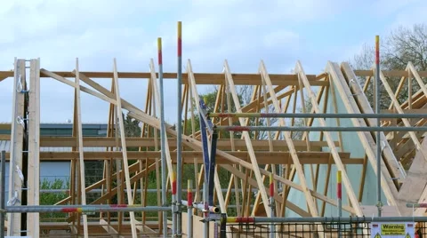 Roofing construction.Wooden construction Stock Footage 49230328