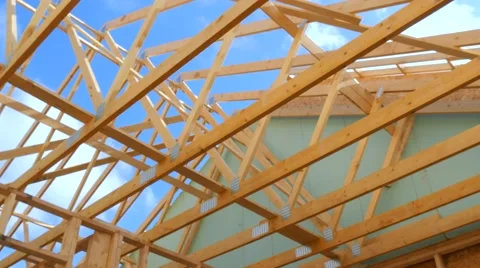 Roofing construction.Wooden construction Stock Footage 49234906