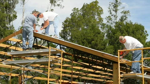 Roofing Crew Construction Stock Footage 822569