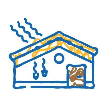 Roofing energy efficient icon doodle illustration Stock Illustration
