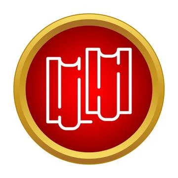 Roofing material tiles on red icon button 스톡 일러스트