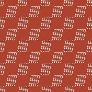Roofing Material vector Concrete Tile Roof outline seamless pattern Illustrazione stock