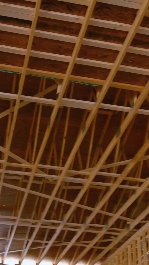 Roofing rafters, joist trusses, support ... | Stock Video | Pond5