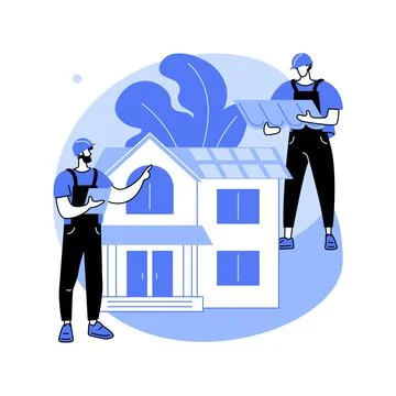 Roofing services abstract concept vector illustration. Ilustração Stock