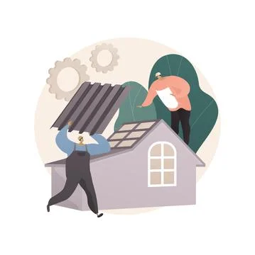 Roofing services abstract concept vector illustration. Stock Illustration