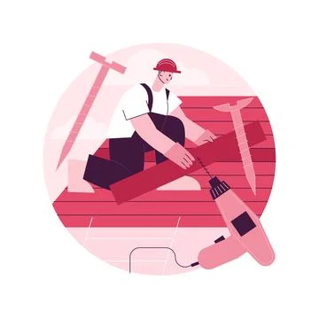Roofing services abstract concept vector illustration. Ilustração Stock