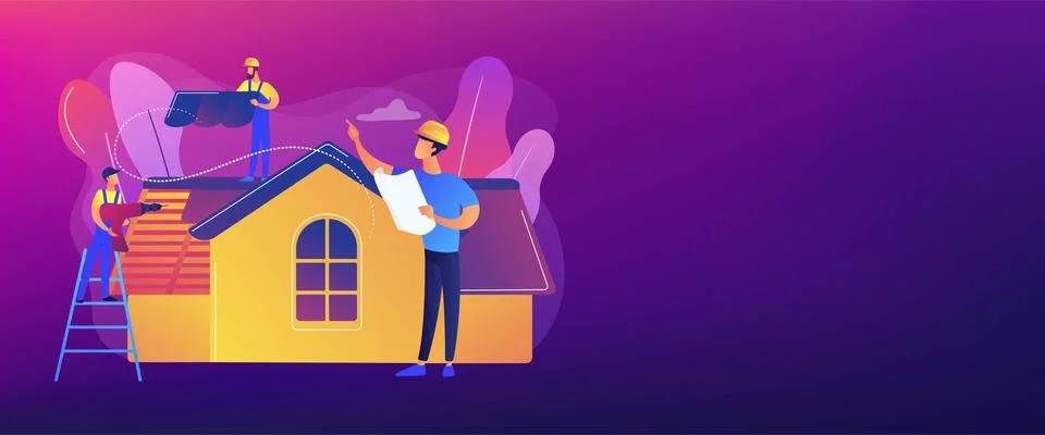 Roofing services concept banner header Ilustración de archivo