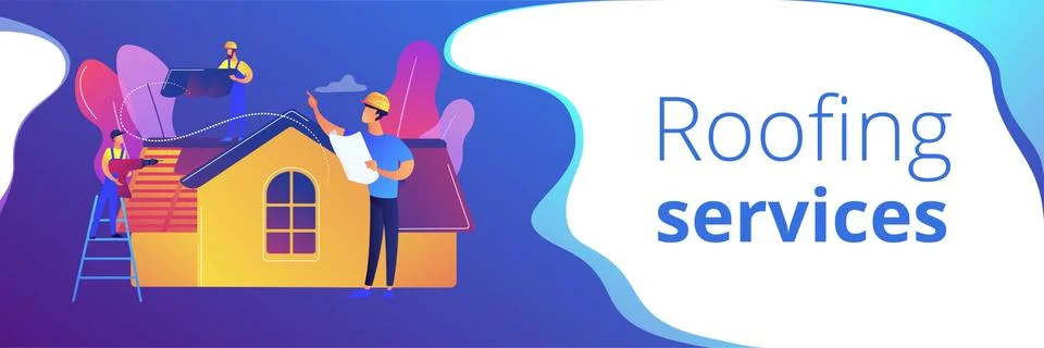Roofing services concept banner header Ilustración de archivo