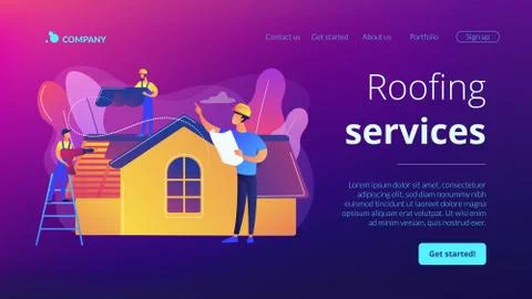 Roofing services concept landing page Stock Illustration