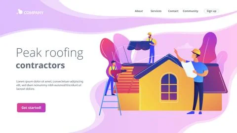 Roofing services concept landing page Stock Illustration