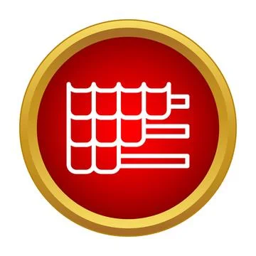 Roofing shingles installation icon in red circle Stock Illustration