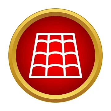 Roofing tiles protection flat icon in red circle 스톡 일러스트