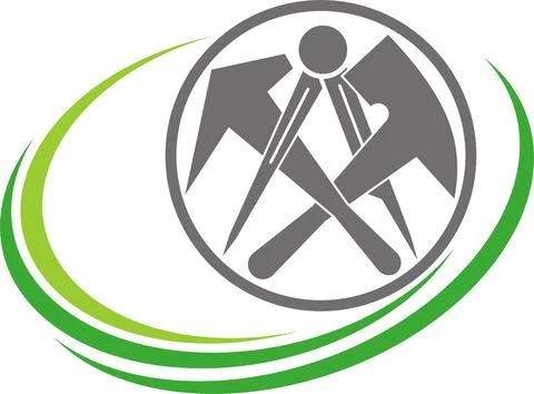 Roofing tools, handyman, roofer, background, Logo Stock Illustration