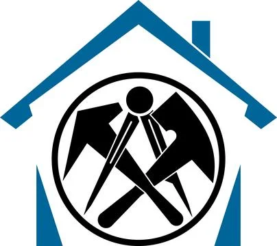 Roofing tools, handyman, roofer, background, Logo Stock Illustration
