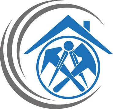 Roofing tools, handyman, roofer, background, Logo Stock Illustration