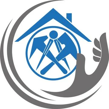 Roofing tools, handyman, roofer, background, Logo Stock Illustration