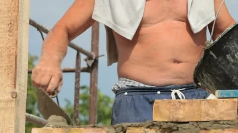 Roofing work - brickwork Stock Footage 22222345