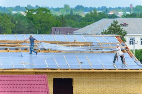Roofing works Stock Photos