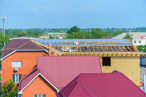 Roofing works Stock Photos