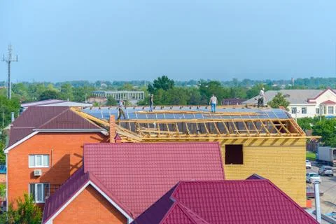 Roofing works Stock Photos